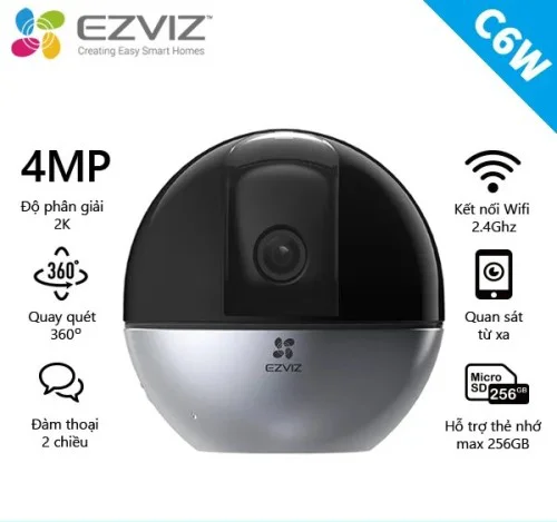 Camera IP Wifi 4MP EZVIZ C6W quay quét 360 độ
