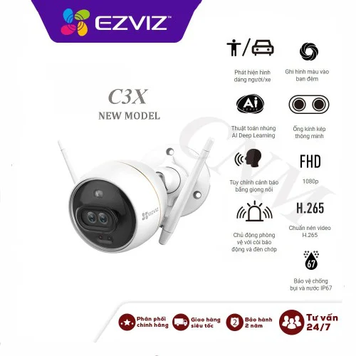 Camera IP Wifi Ngoài Trời Ezviz C3X - 1080P Có Màu Ban Đêm