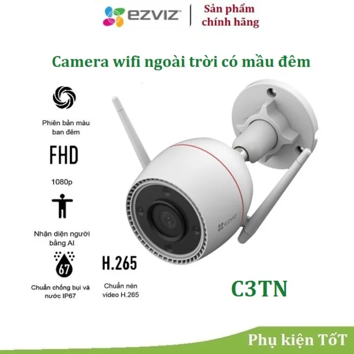 Camera Wi-Fi Cố định Ngoài Trời Ezviz CS – H3C 2K 3MP 2.8mm (có màu)