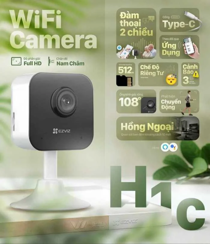 Camera Wifi Ezviz H1C – Camera Wifi Trong Nhà – Đàm Thoại 2 Chiều Phát Hiện Chuyển Động