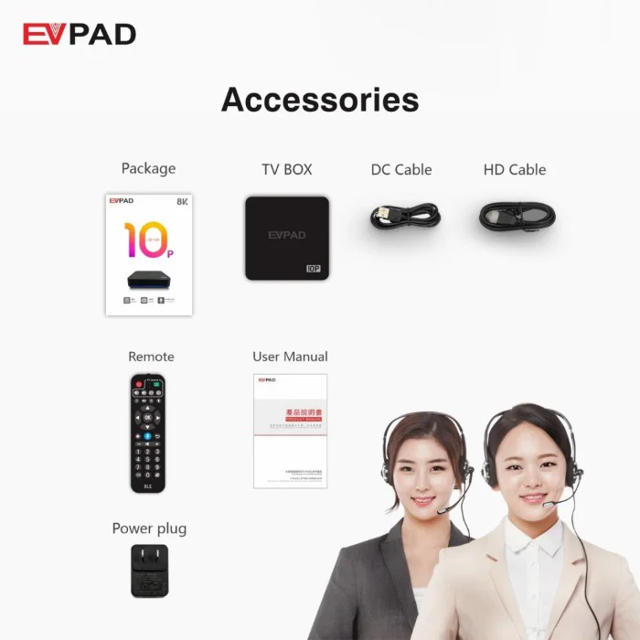 EVPAD 10P Mới Nhất 2023 Ram 4G + Rom 64G Android 10 Tivi Box Xem Truyền Hình Quốc Tế Miễn Phí
