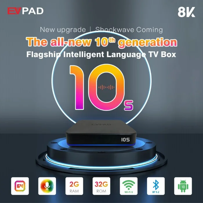 EVPAD 10S Mới Nhất 2023 Ram 2G + Rom 32G Android 10 Tivi Box Xem Truyền Hình Quốc Tế