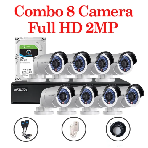 Trọn bộ 8 Camera Hikvision 2.0MP full 1080P